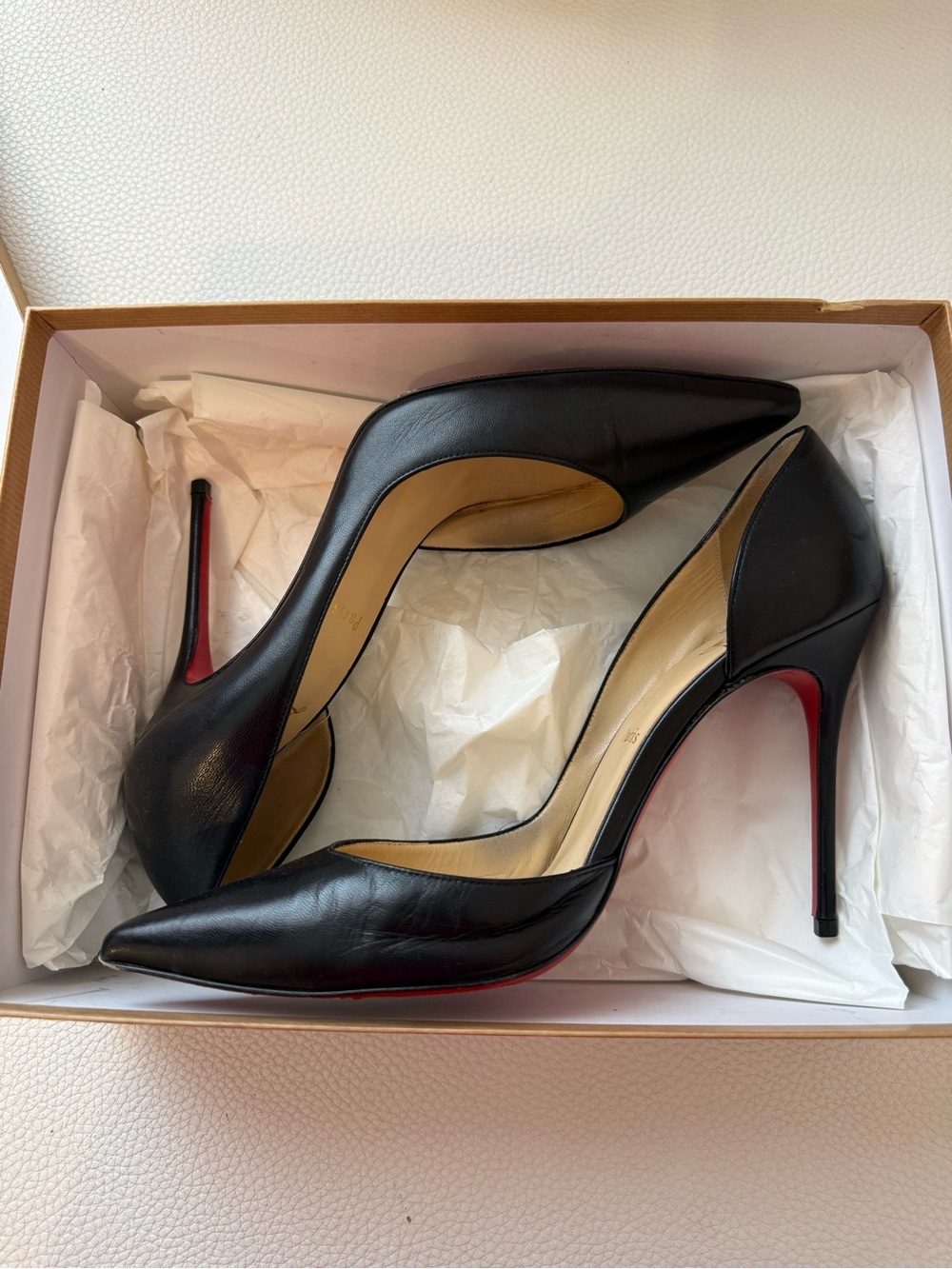 Christina Louboutin Iriza 100 Kid Leather Black Pumps